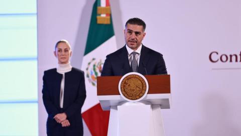 La Presidenta Claudia Sheinbaum y Omar García Harfuch, titular de la Secretaría de Seguridad y Protección Ciudadana, presentan la nueva Estrategia Nacional de Seguridad.