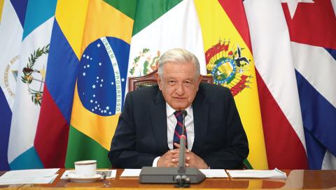 El Presidente López Obrador durante su participación en la Cumbre de la Celac, ayer.