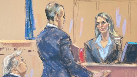 La exasesora de Donald Trump, Hope Hicks, ayer durante el juicio en la Corte de Manhattan, Nueva York.