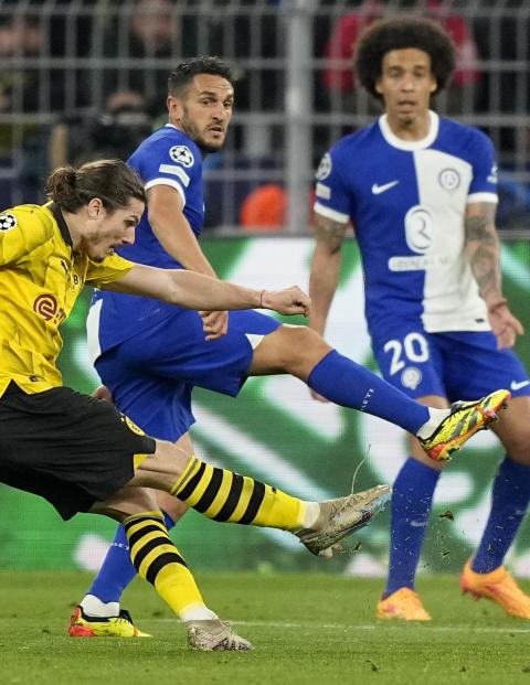 Una acción del Borussia Dortmund vs Atlético de Madrid, vuelta de los cuartos de final de la Champions League