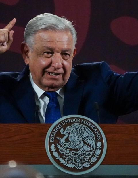 Andrés Manuel López Obrador, presidente de México, durante conferencia matutina desde Palacio Nacional.