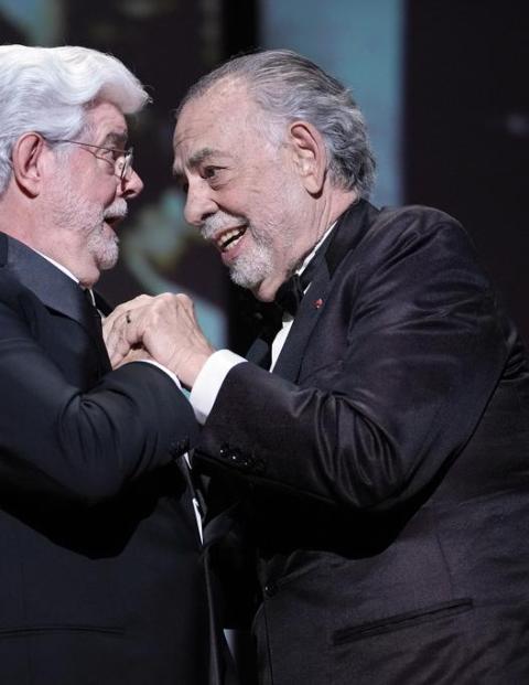 George Lucas recibe Palma de Oro de Honor de Cannes de parte de Francis Ford Coppola