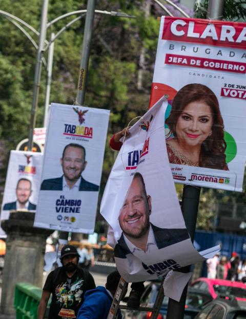 Propaganda electoral de Santiago Taboada y Clara Brugada en la ciudad.