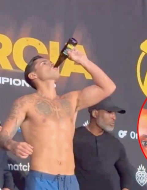 Ryan García bebe una cerveza en el pesaje de su pelea ante Devin Haney