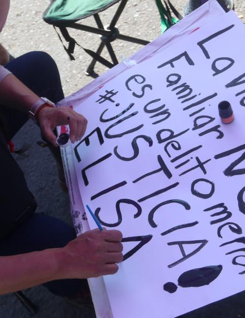 Protesta en la ciudad en contra de la violencia familiar, en noviembre de 2021.