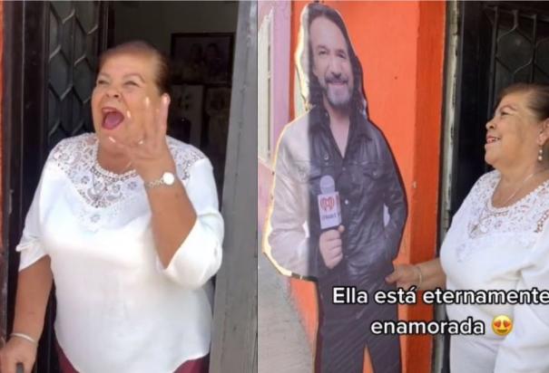 Una abuelita se emocionó y gritó al recibir de regalo una figura de Marco Antonio Solís