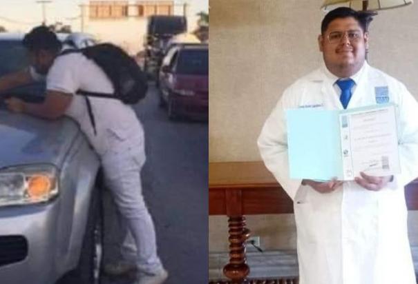 Joven que se volvió viral por limpiar parabrisas logró graduarse de la licenciatura Médico Cirujano.