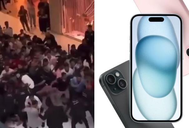 Se pelean por el nuevo iPhone 15 en Dubai.