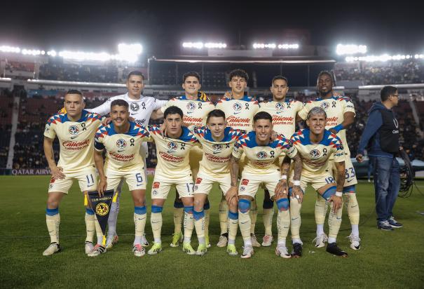 Jugadores del América antes de la vuelta ante el Real Estelí en Concachampions 2024 en el Estadio Ciudad de los Deportes