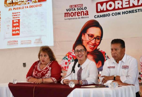 Azucena Cisneros afirma que encuestas le dan hasta 24 puntos de ventaja en Ecatepec.