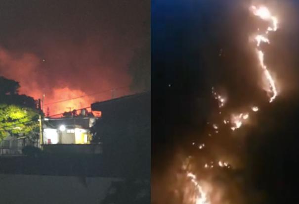 Reportan un fuerte incendio en la barranca de la colonia Lomas Tetela, en Cuernavaca.