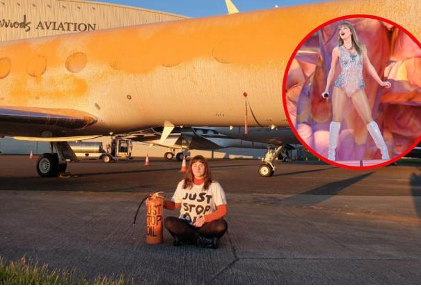 Activistas de Just Stop Oil rocían pintura naranja en jets privados