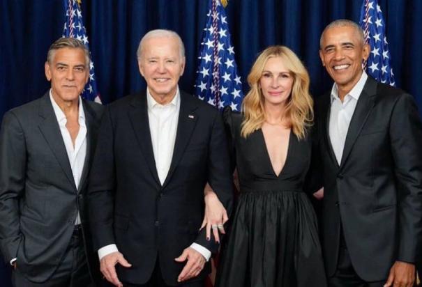 George Clooney a la derecha del presidente Joe Biden