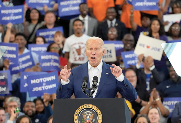 El presidente Joe Biden, ayer, en un mitin de campaña en Detroit, Michigan.