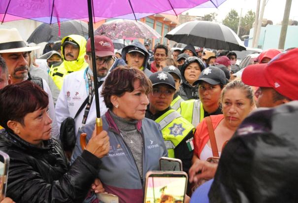 El gobierno del Estado de México, encabezado por Delfina Gómez, atiende afectaciones por las inundaciones en Chalco