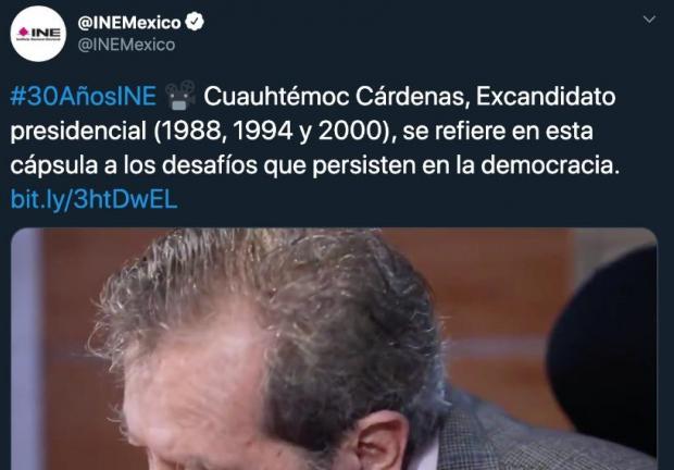 Confunde INE a Muñoz Ledo con Cuauhtémoc Cárdenas