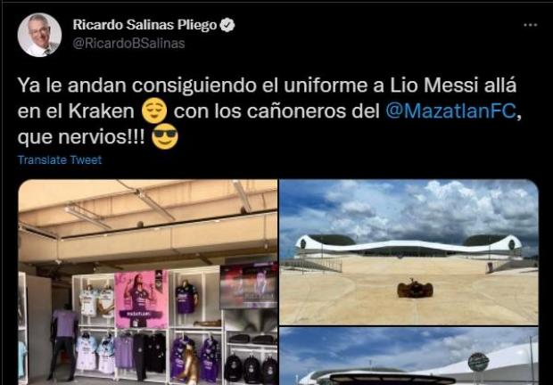 Ricardo Salinas Pliego siguió con los tuits sobre invitar a Messi al Mazatlán