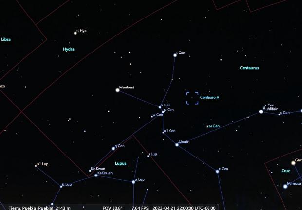 Centauro A es la llamada Galaxia de la hamburguesa y se puede ver en este mapa.