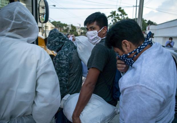 Migrantes guatemaltecos deportados por Estados Unidos, el 8 de junio de 2020.