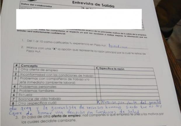 Documento interno donde Ana denuncia que fue presionada para renunciar, pese a su padecimiento de salud mental