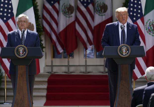 El presidente Donald Trump y el presidente  de México Andrés Manuel López Obrador, el 8 de julio de 2020