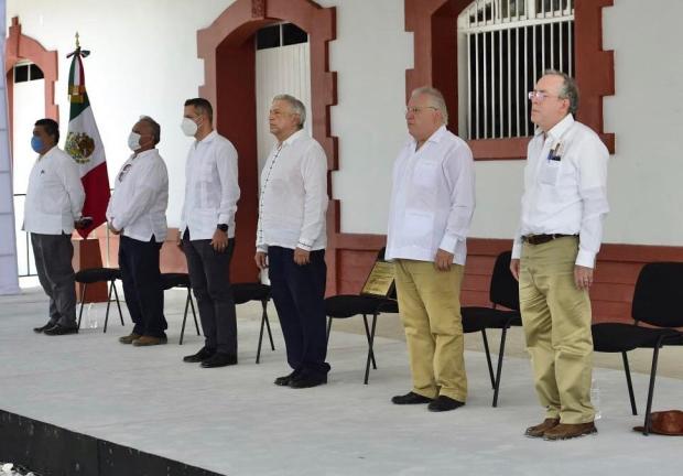 Ceremonia de rehabilitación del ferrocarril del Istmo de Tehuantepec, en Oaxaca, el 24 de julio de 2020.