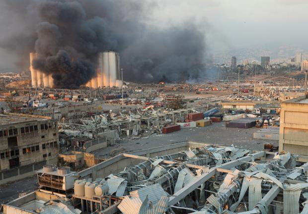 Vista aérea del sitio de la explosión.