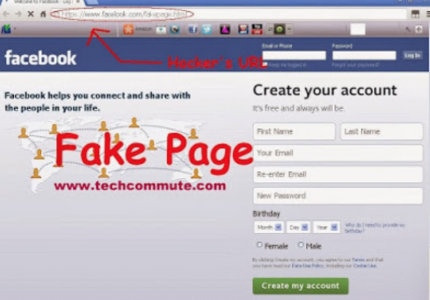Sitio falso para el robo de cuentas de Facebook