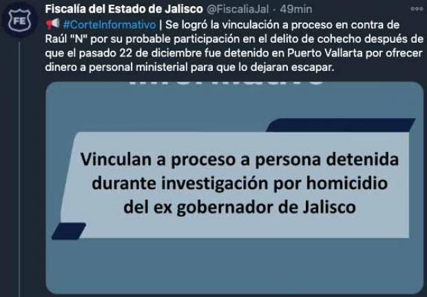 La Fiscalía actualiza información en torno al homicidio del exgobernador de Jalisco.