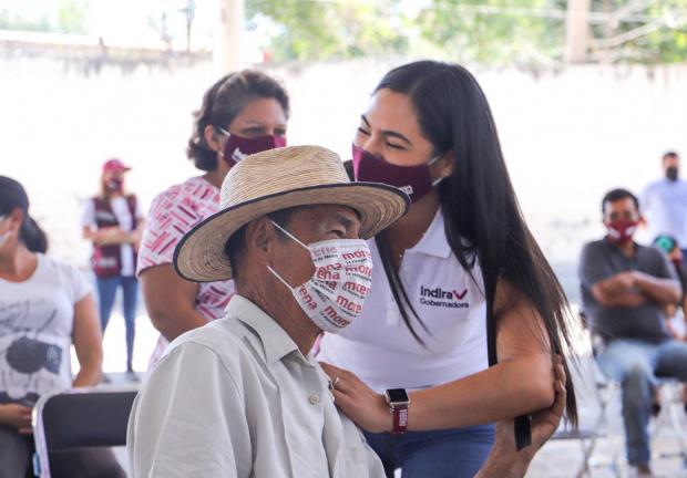 La candidata de Morena, Indira Vizcaíno, realizó el sábado recorridos por zonas rurales al sur de la capital.