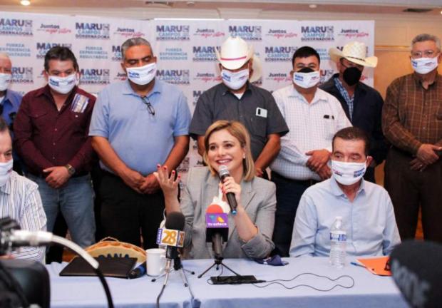 Conferencia de prensa de Maru Campos, candidata panista al gobierno de Chihuahua.