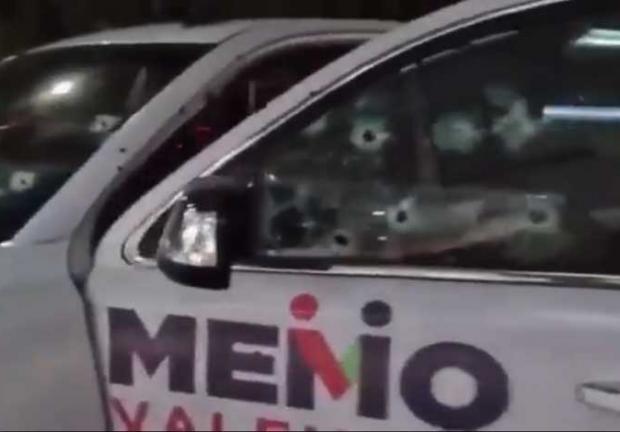 Imagen de la camioneta donde atacaron al candidato del PRI, Guillermo Valencia