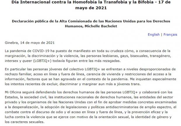 Declaración pública de Michelle Bachelet.