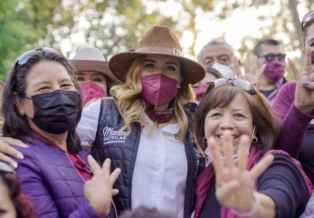 Marina del Pilar Ávila Olmeda, candidata a la gubernatura por la coalición “Juntos Haremos Historia en Baja California”.