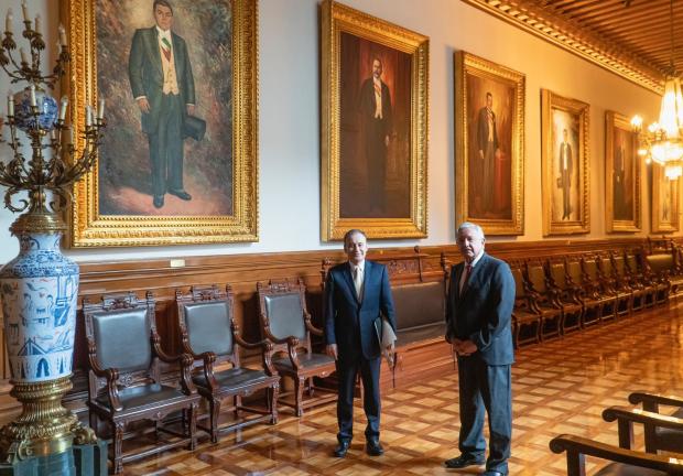 El gobernador electo de Sonora, Alfonso Durazo, en reunión con el Presidente López Obrador