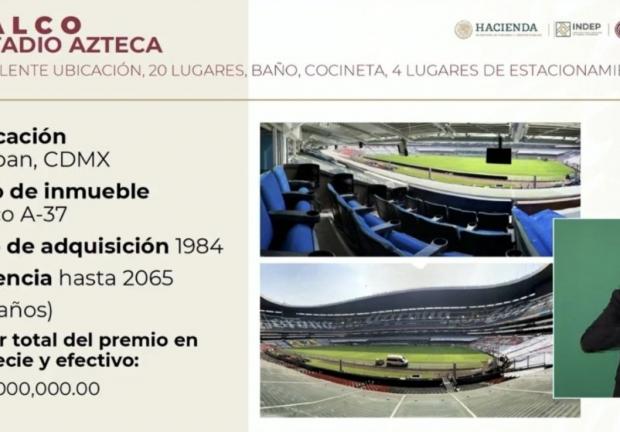 Información sobre el palco en el Estadio Azteca.
