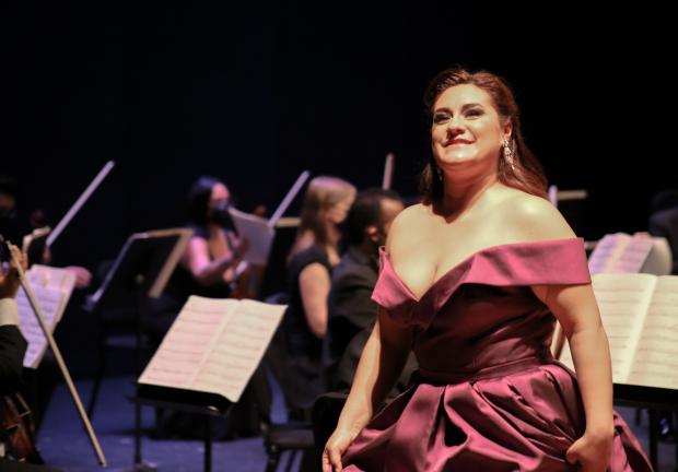 La mezzosoprano Rosa Muñoz, durante el recital en el Palacio de Bellas Artes.
