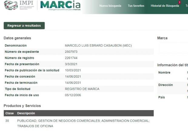 Marcelo Ebrard registra su nombre como marca.