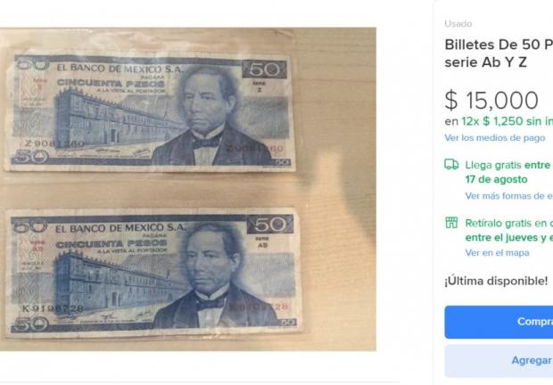 Esta persona vende cada billete de Benito Juárez por 15 mil pesos
