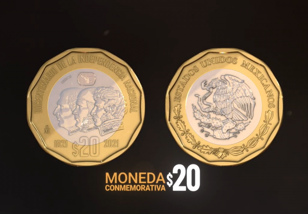 Moneda conmemorativa bimetálica.