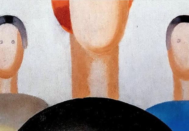 En febrero de 2020, un empleado del Centro Presidencial Boris Yeltsin, en Ekaterimburgo, Rusia, pintó con una pluma dos ojos en la obra “Tres figuras”, de la artista Anna Lepórskaya