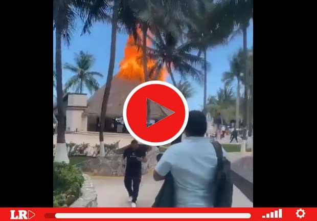 Arde palapa en Hotel Casa Maya; bomberos controlan el fuego