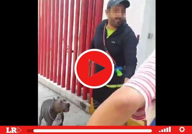 El video muestra una hostilidad en la calle, protagonizada por un hombre que supuestamente paseaba un perro sin correa y a una mujer