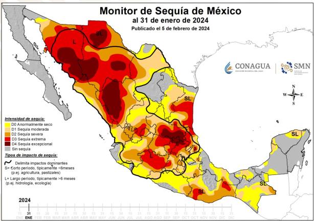Actualmente México tiene 21 estados con sequía de moderada a excepcional.