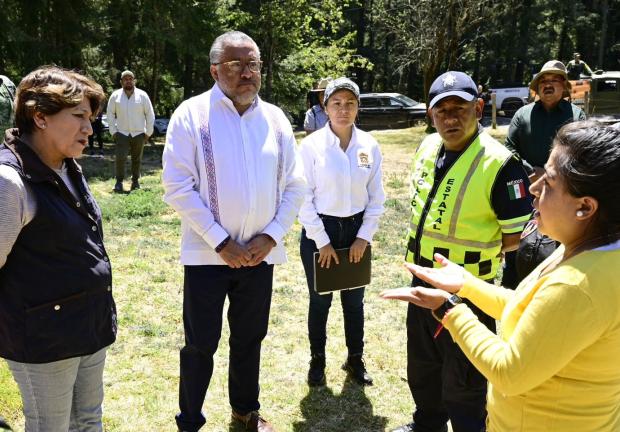 Gobernadora Delfina Gómez Álvarez supervisa el combate a incendios forestales