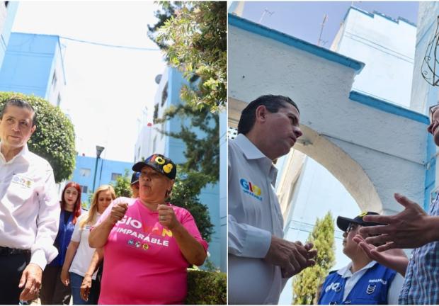 El candidato a alcalde en Coyoacán recorrió unidades habitacionales y charló con los vecinos.