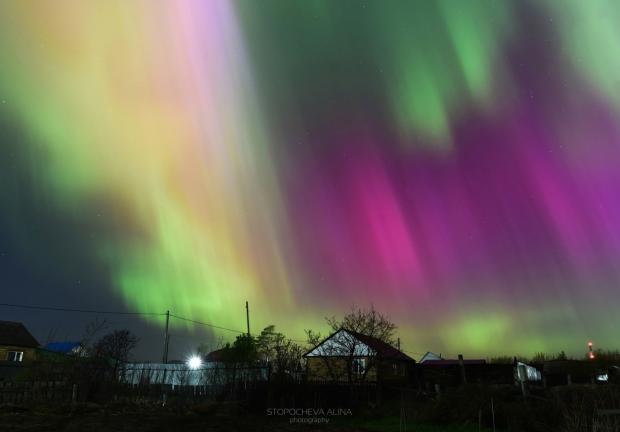 Aurora boreal en el Óblast de Omsk, Rusia.