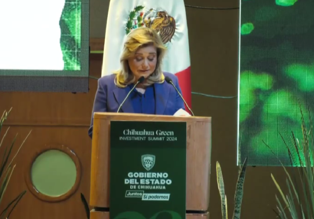 Maru Campos, gobernadora de Chihuahua durante el evento