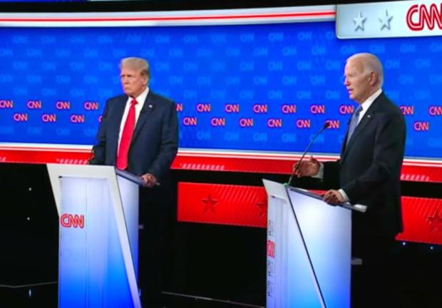 Donadl Trump y Joe Biden en el debate de este jueves.