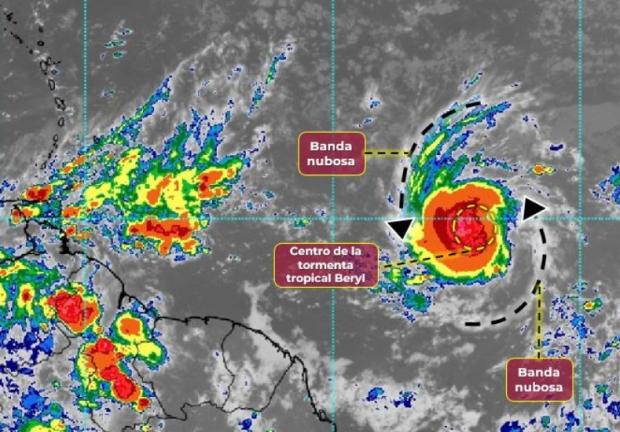 Tormenta Beryl podría convertirse en huracán de categoría 1.